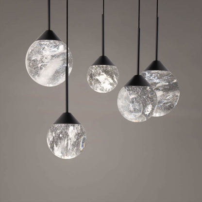 Quest 17" Wide LED Crystal Multi Light Pendant with Clear Optic Haze Crystal