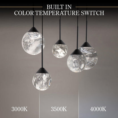 Quest 17" Wide LED Crystal Multi Light Pendant with Clear Optic Haze Crystal