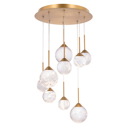 Quest 17" Wide LED Crystal Multi Light Pendant with Clear Optic Haze Crystal