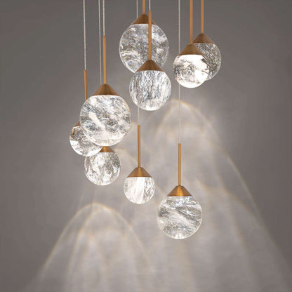 Quest 17" Wide LED Crystal Multi Light Pendant with Clear Optic Haze Crystal