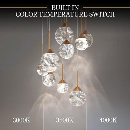 Quest 17" Wide LED Crystal Multi Light Pendant with Clear Optic Haze Crystal