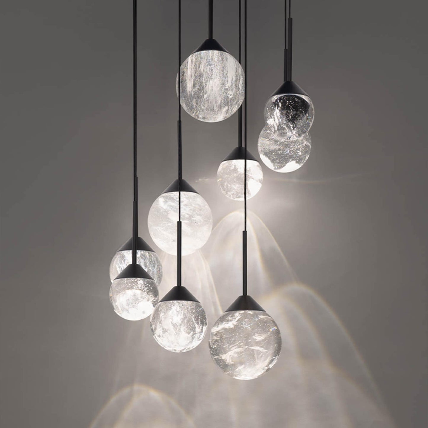 Quest 17" Wide LED Crystal Multi Light Pendant with Clear Optic Haze Crystal