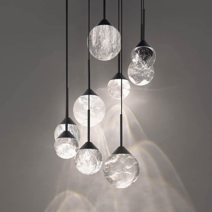 Quest 17" Wide LED Crystal Multi Light Pendant with Clear Optic Haze Crystal