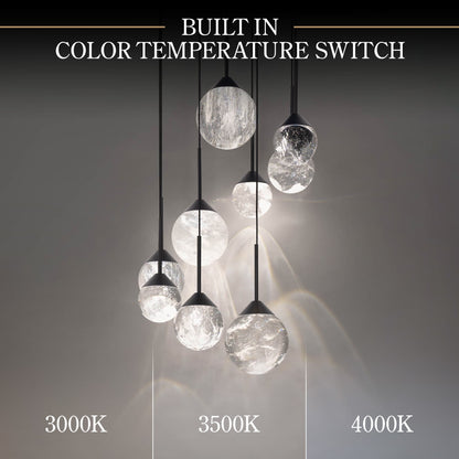 Quest 17" Wide LED Crystal Multi Light Pendant with Clear Optic Haze Crystal