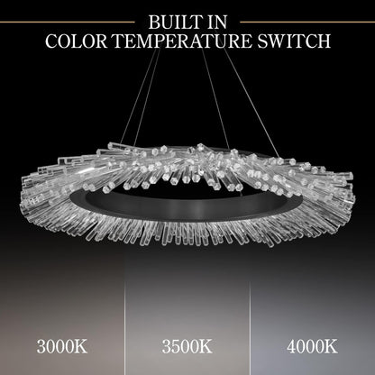 Benediction 37" Wide LED Crystal Ring Chandelier with Clear Optic Crystal