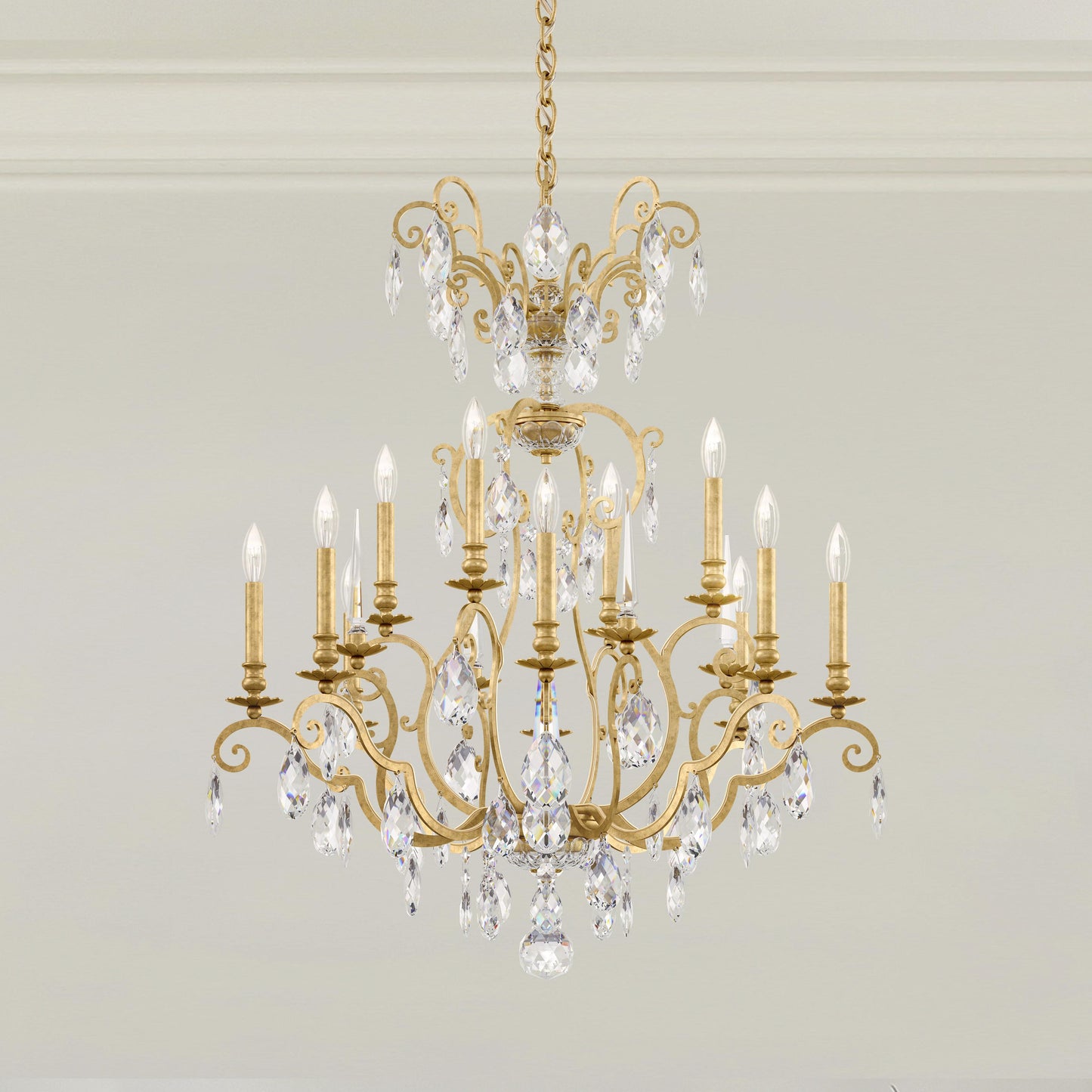 Renaissance Nouveau 12 Light 32" Wide Crystal Chandelier with Clear Heritage Crystal Accents