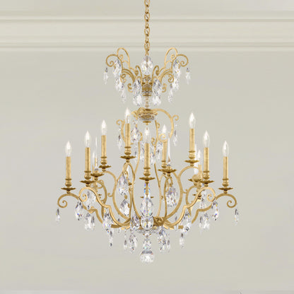 Renaissance Nouveau 12 Light 32" Wide Crystal Chandelier with Clear Heritage Crystal Accents