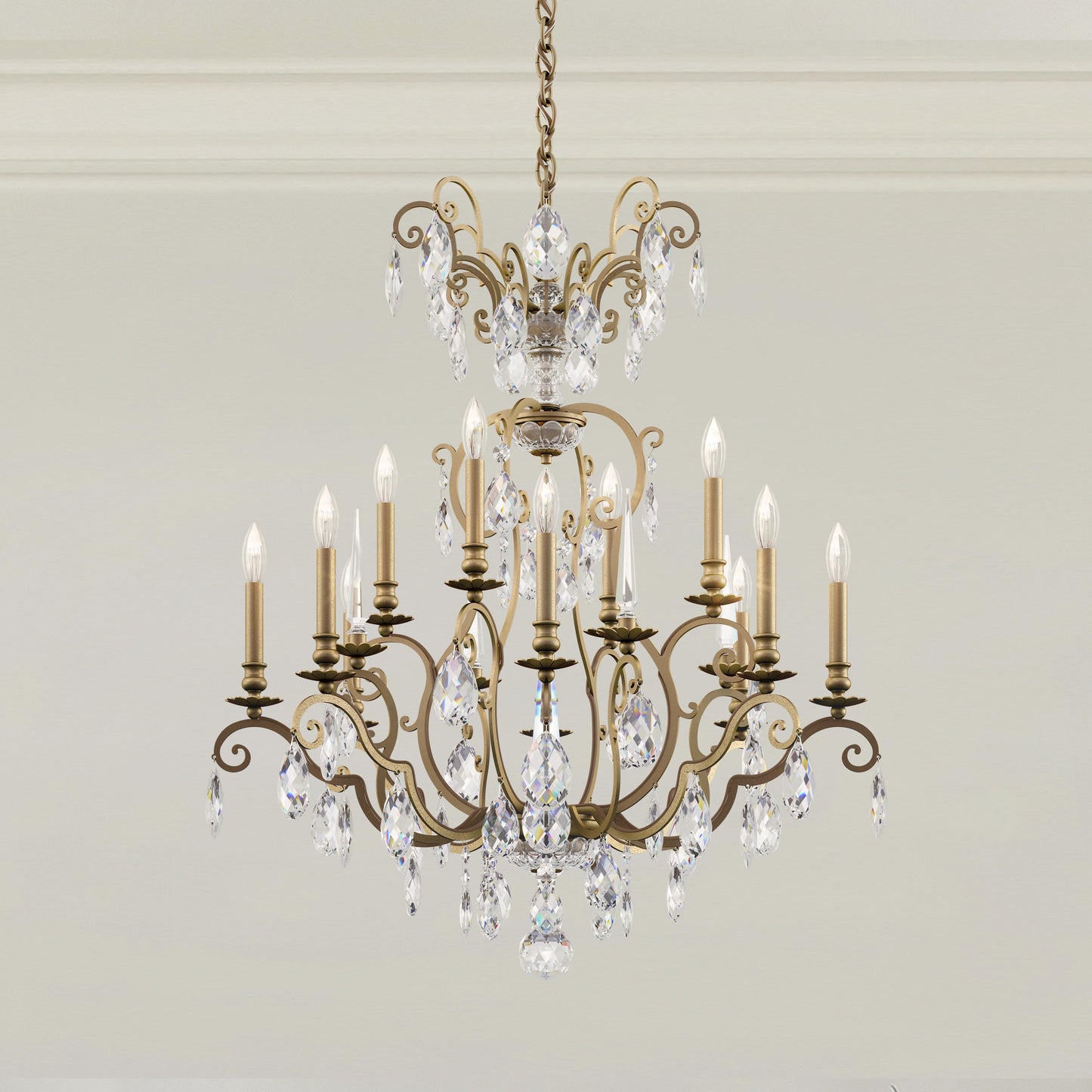 Renaissance Nouveau 12 Light 32" Wide Crystal Chandelier with Clear Heritage Crystal Accents