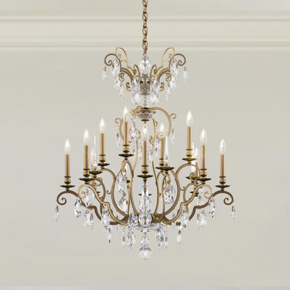 Renaissance Nouveau 12 Light 32" Wide Crystal Chandelier with Clear Heritage Crystal Accents