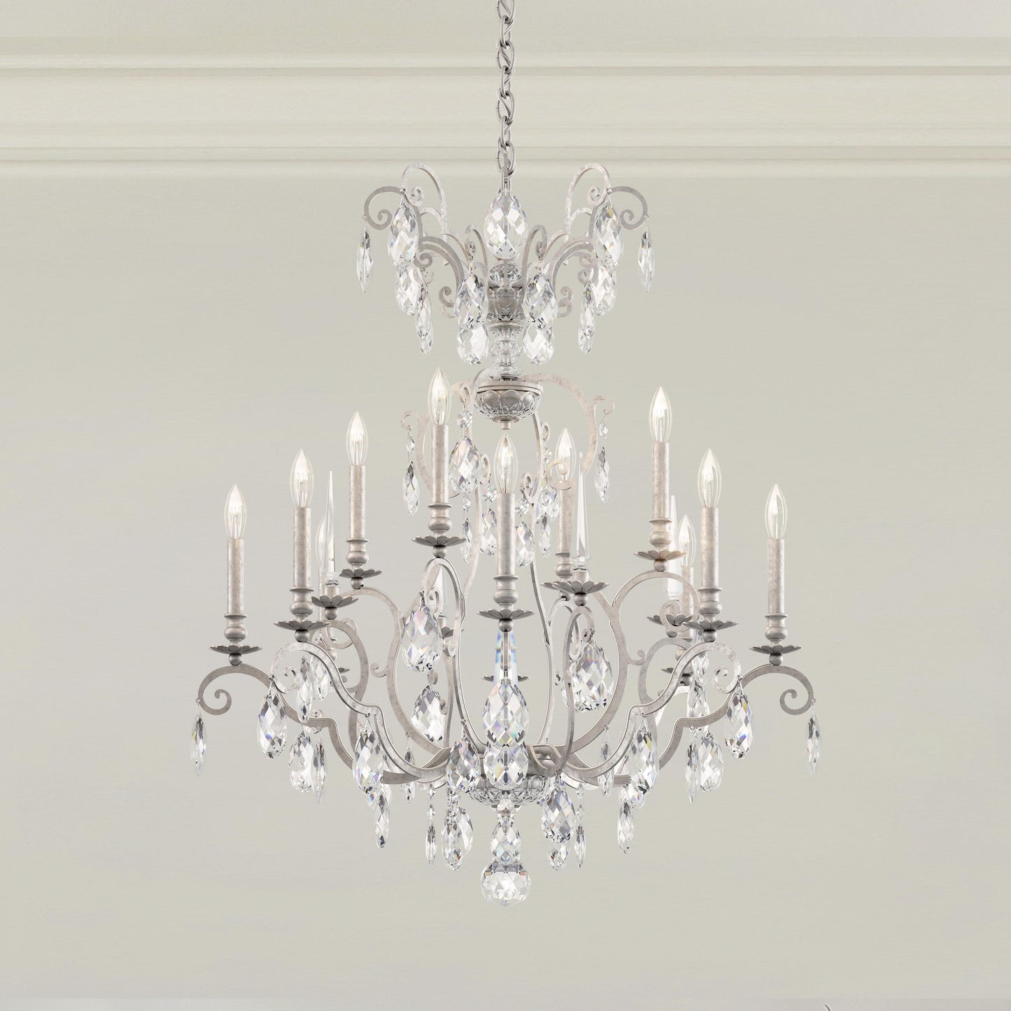 Renaissance Nouveau 12 Light 32" Wide Crystal Chandelier with Clear Heritage Crystal Accents