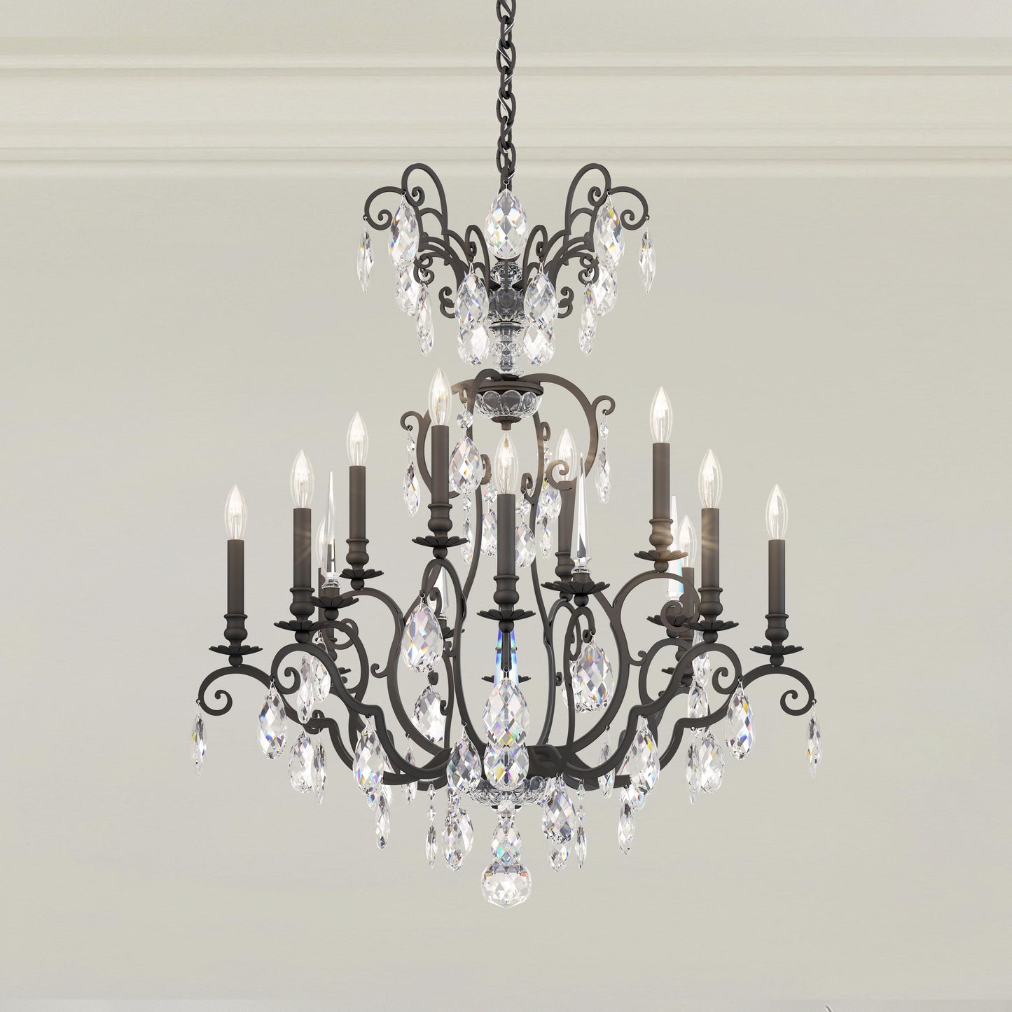 Renaissance Nouveau 12 Light 32" Wide Crystal Chandelier with Clear Heritage Crystal Accents
