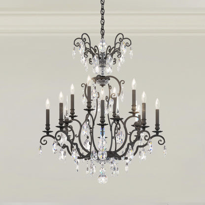 Renaissance Nouveau 12 Light 32" Wide Crystal Chandelier with Clear Heritage Crystal Accents