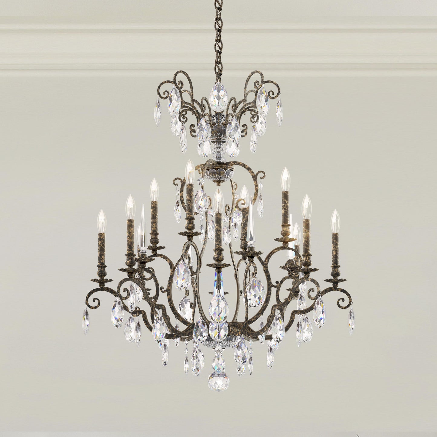 Renaissance Nouveau 12 Light 32" Wide Crystal Chandelier with Clear Heritage Crystal Accents