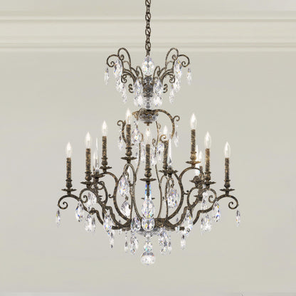Renaissance Nouveau 12 Light 32" Wide Crystal Chandelier with Clear Heritage Crystal Accents