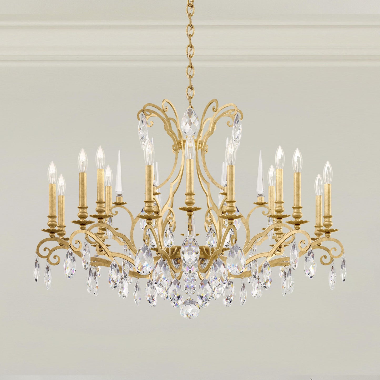 Renaissance Nouveau 18 Light 40" Wide Crystal Chandelier with Clear Heritage Crystal Accents