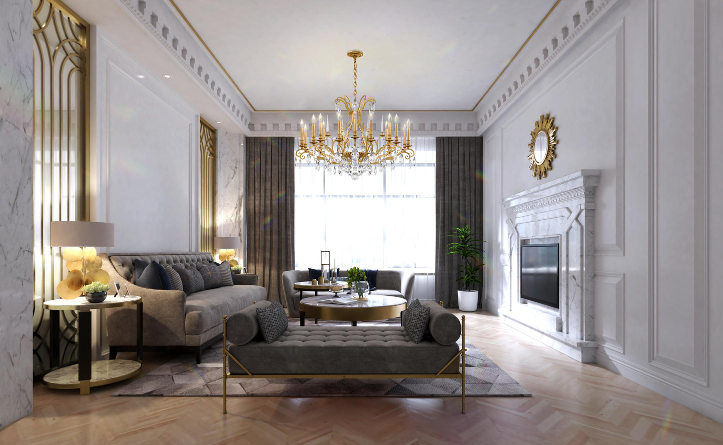 Renaissance Nouveau 18 Light 40" Wide Crystal Chandelier with Clear Heritage Crystal Accents