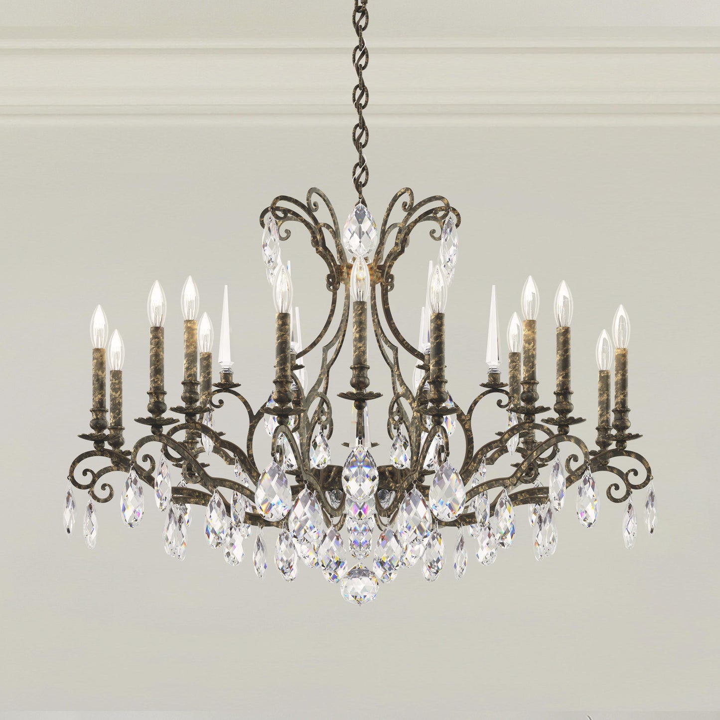 Renaissance Nouveau 18 Light 40" Wide Crystal Chandelier with Clear Heritage Crystal Accents