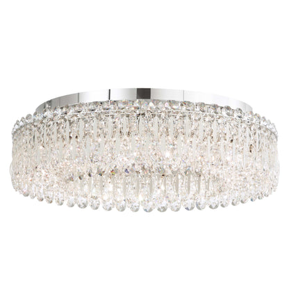 Sarella 12 Light 24" Wide Flush Mount Drum Ceiling Fixture with Heritage Crystals