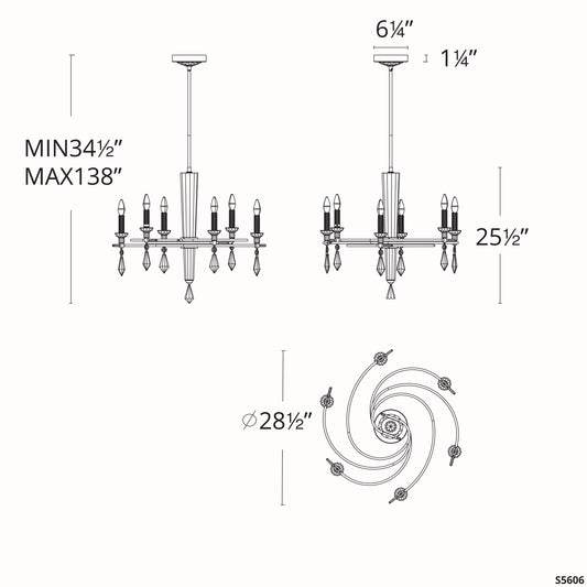 Tempest 6 Light 28" Wide Crystal Candle Style Chandelier