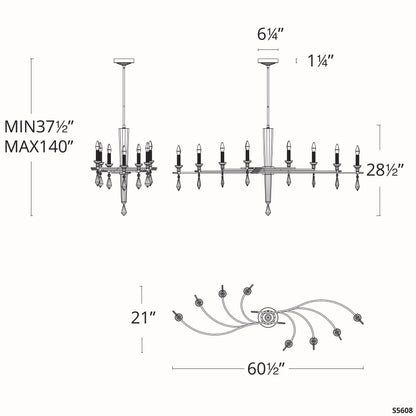 Tempest 8 Light 61" Wide Crystal Candle Style Chandelier
