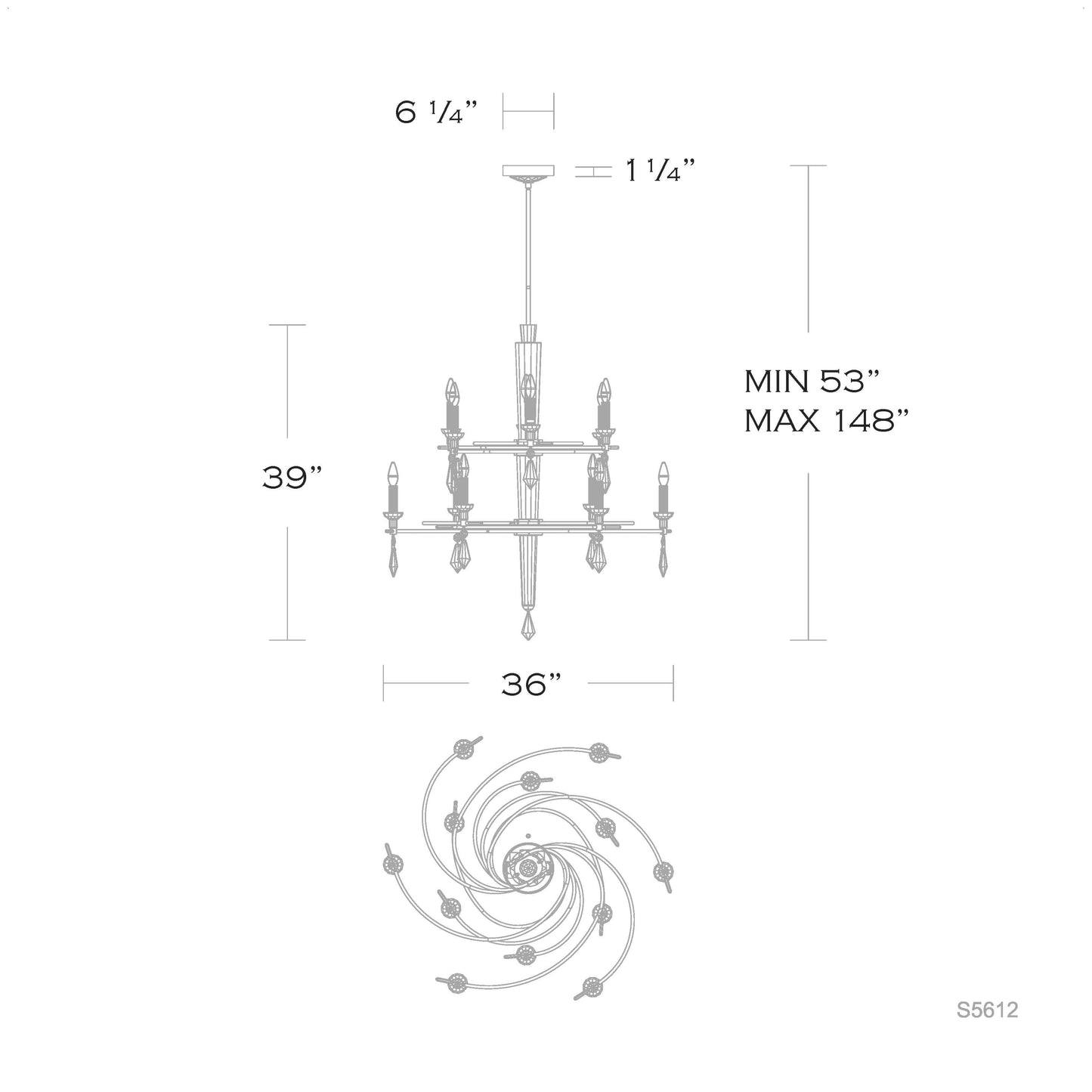 Tempest 12 Light 36" Wide Crystal Candle Style Chandelier