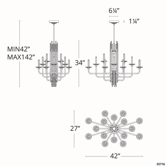 Calliope 16 Light 42" Wide LED Crystal Candle Style Chandelier