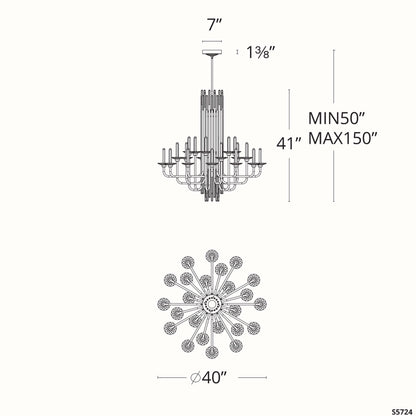 Calliope 24 Light 40" Wide LED Crystal Candle Style Chandelier