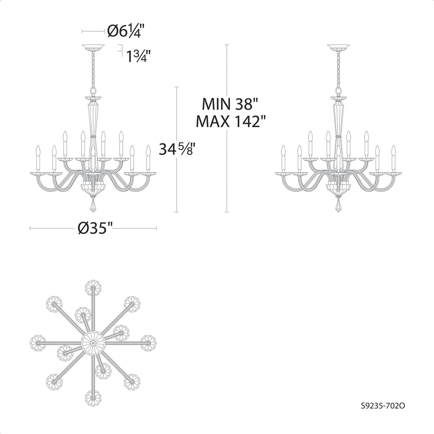 Habsburg 12 Light 35" Wide Taper Candle Style Chandelier