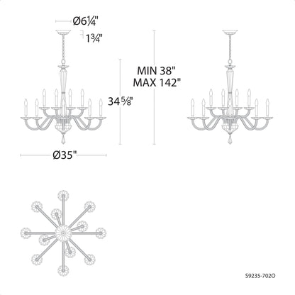 Habsburg 12 Light 35" Wide Taper Candle Style Chandelier