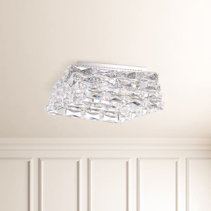 Glissando 16" Wide LED Flush Mount Square Ceiling Fixture with Swarovski Crystals