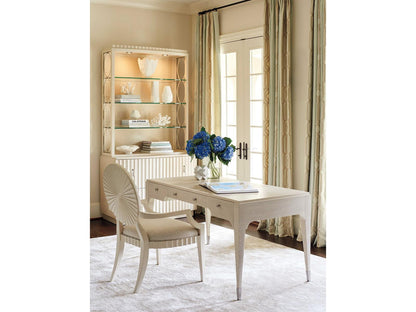 Cascades Oak Wood White Upholstered Arm Dining Chair