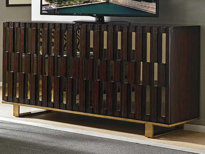 Quantum 75-Inch Media Console in Mahogany with Bronze Mirror Accents