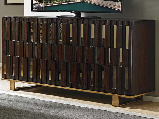 Quantum 75-Inch Media Console in Mahogany with Bronze Mirror Accents
