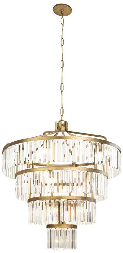 Social Club 36"W Havana Gold Crystal 4-Tier Pendant Light