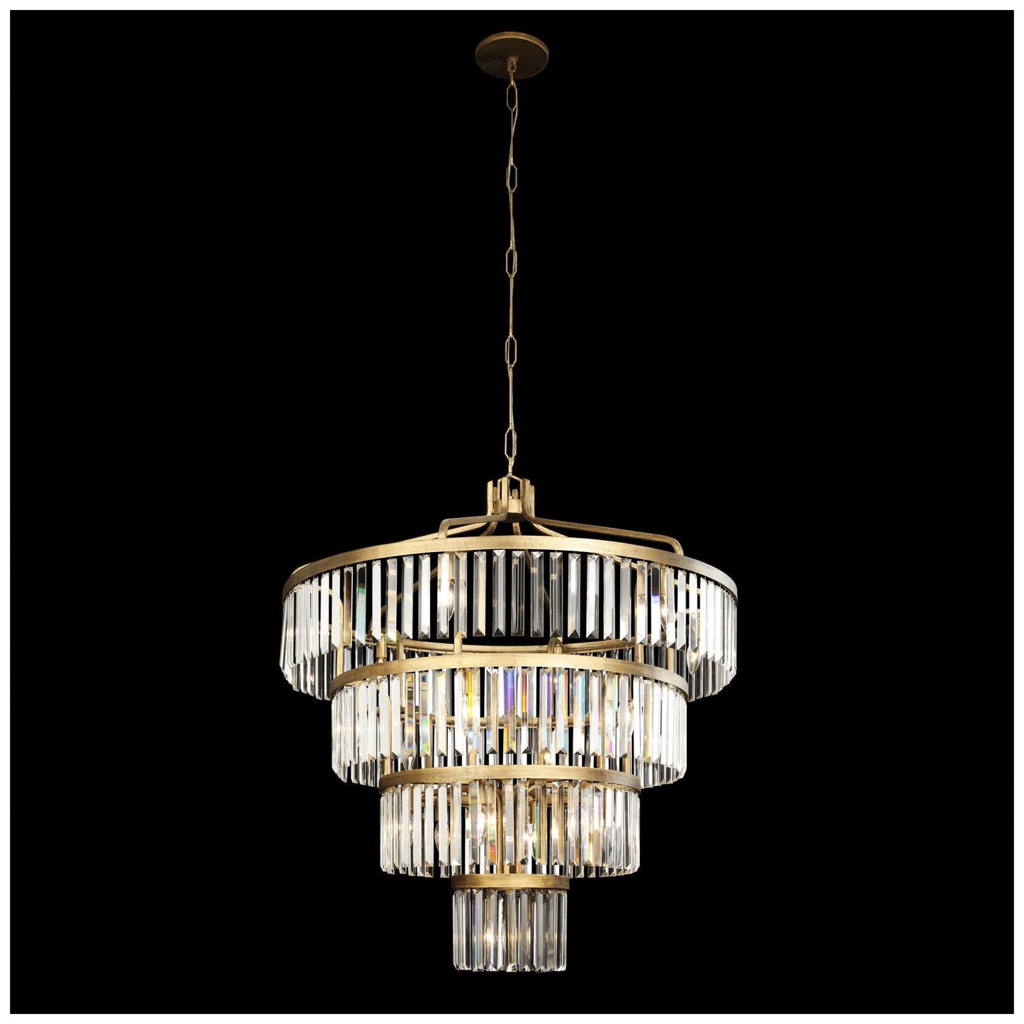 Social Club 36"W Havana Gold Crystal 4-Tier Pendant Light