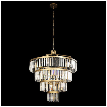 Social Club 36"W Havana Gold Crystal 4-Tier Pendant Light