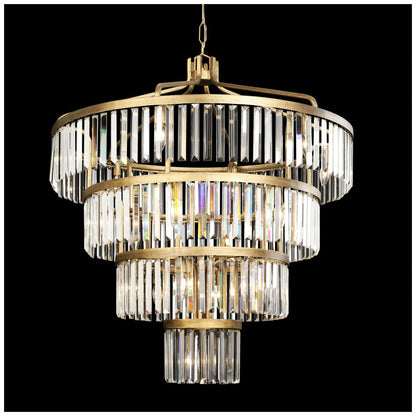 Social Club 36"W Havana Gold Crystal 4-Tier Pendant Light