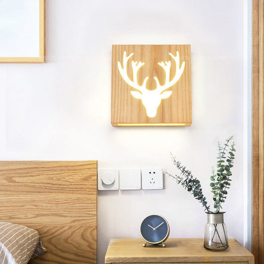 Solid Wood Happiness Tree Pattern Wall Lamp
