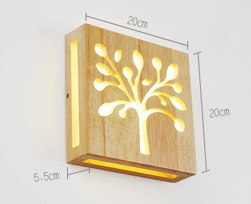 Solid Wood Happiness Tree Pattern Wall Lamp