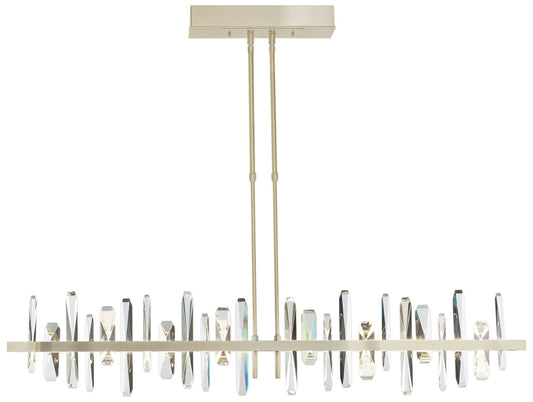 Solitude 51.9" Modern Brass & Crystal Long LED Pendant