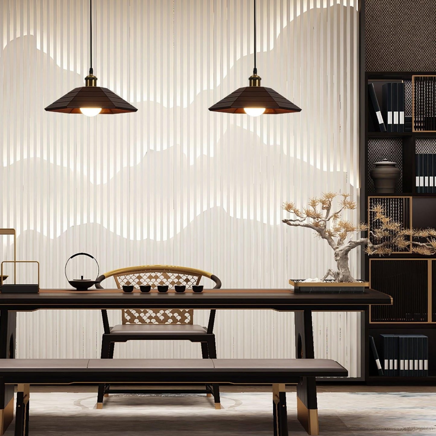 Solmere Wooden Dome Pendant