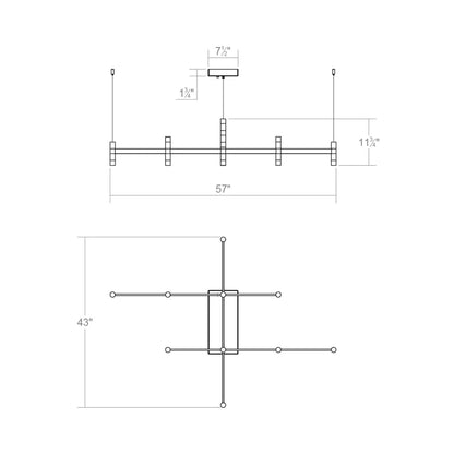 Systema Staccato 10 Light 43" Wide LED Suspension Linear Pendant