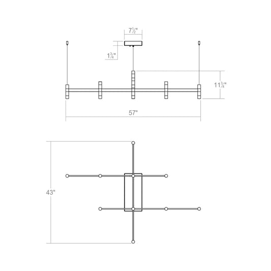 Systema Staccato 10 Light 43" Wide LED Suspension Linear Pendant
