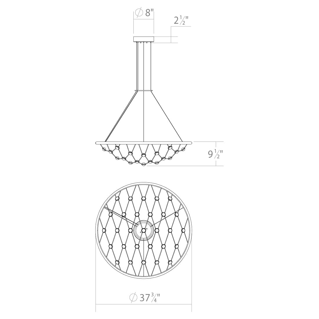 Constellation 38" Wide LED Suspension Multi Light Pendant
