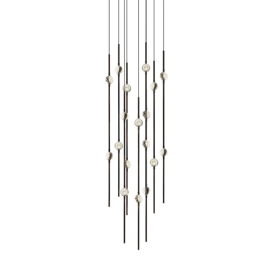Sonneman Constellation 12" Wide LED Multi Light Pendant with Clear Faceted Acrylic Shades and 240" Cable - 3000K