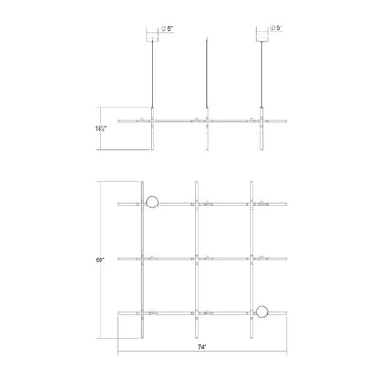 Labyrinth 75" Wide LED Abstract Chandelier