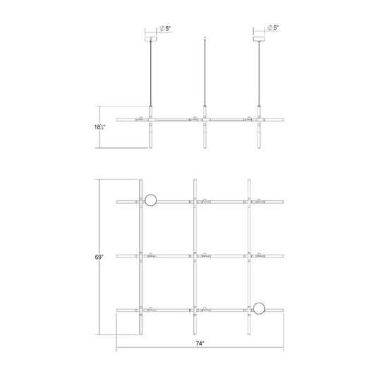 Labyrinth 75" Wide LED Abstract Chandelier