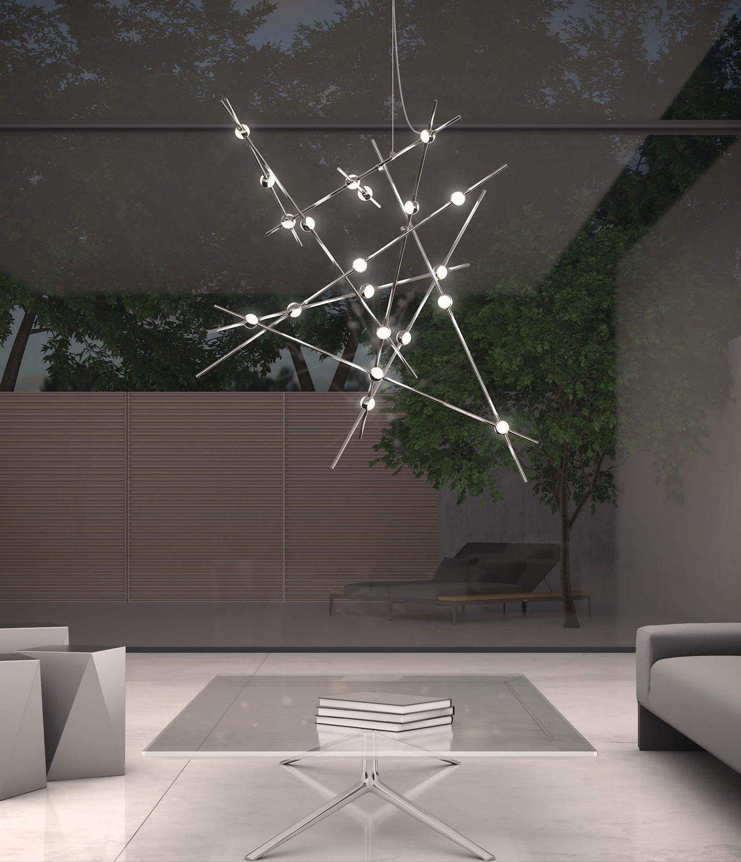 Constellation 20 Light 37" Wide LED Abstract Pendant with White Acrylic Shades