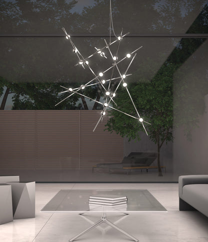 Constellation 20 Light 37" Wide LED Abstract Pendant with White Acrylic Shades
