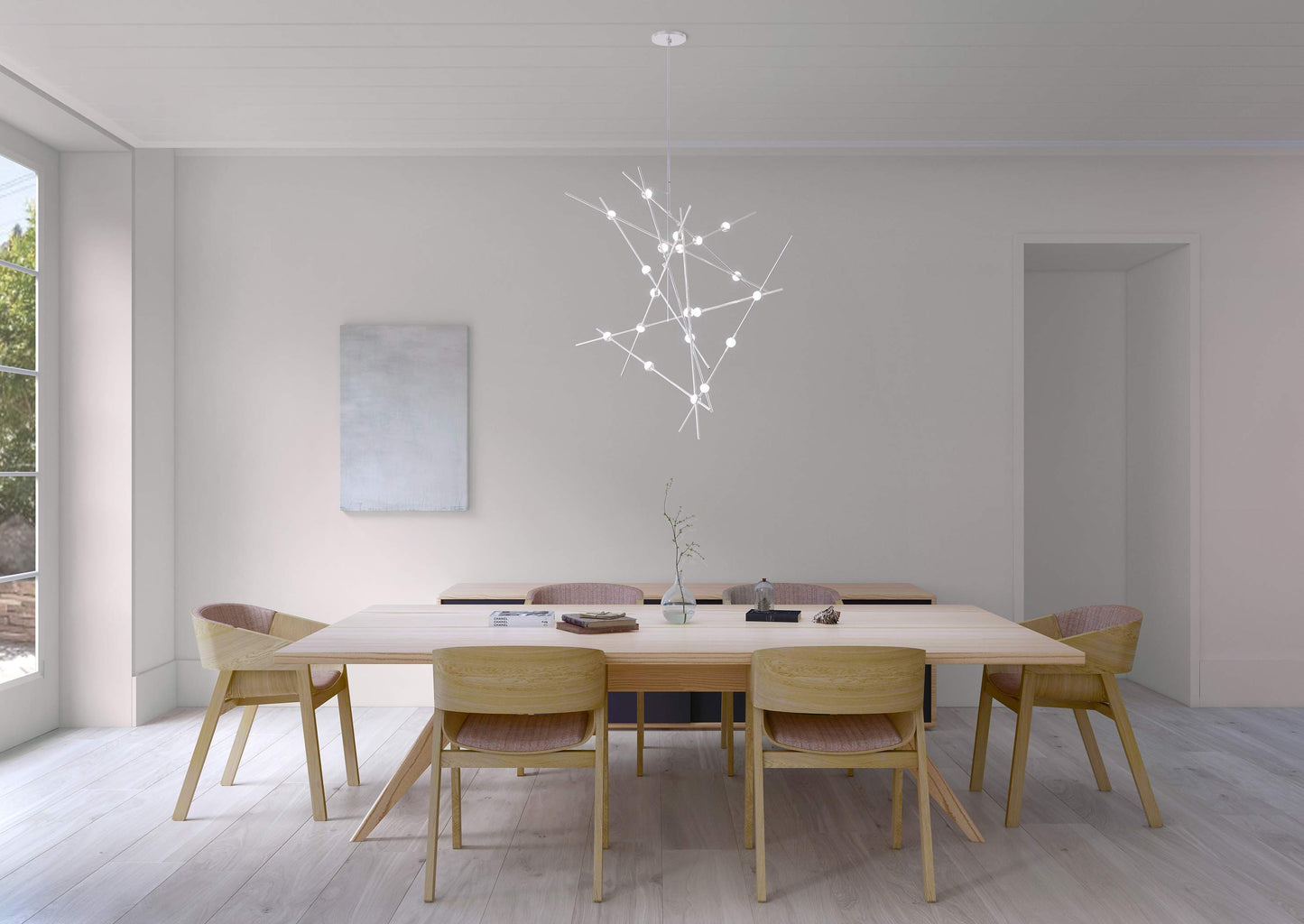 Constellation 20 Light 37" Wide LED Abstract Pendant with White Acrylic Shades